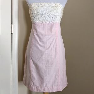 Lilly Pulitzer Pink Gingham Strapless Dress, 6